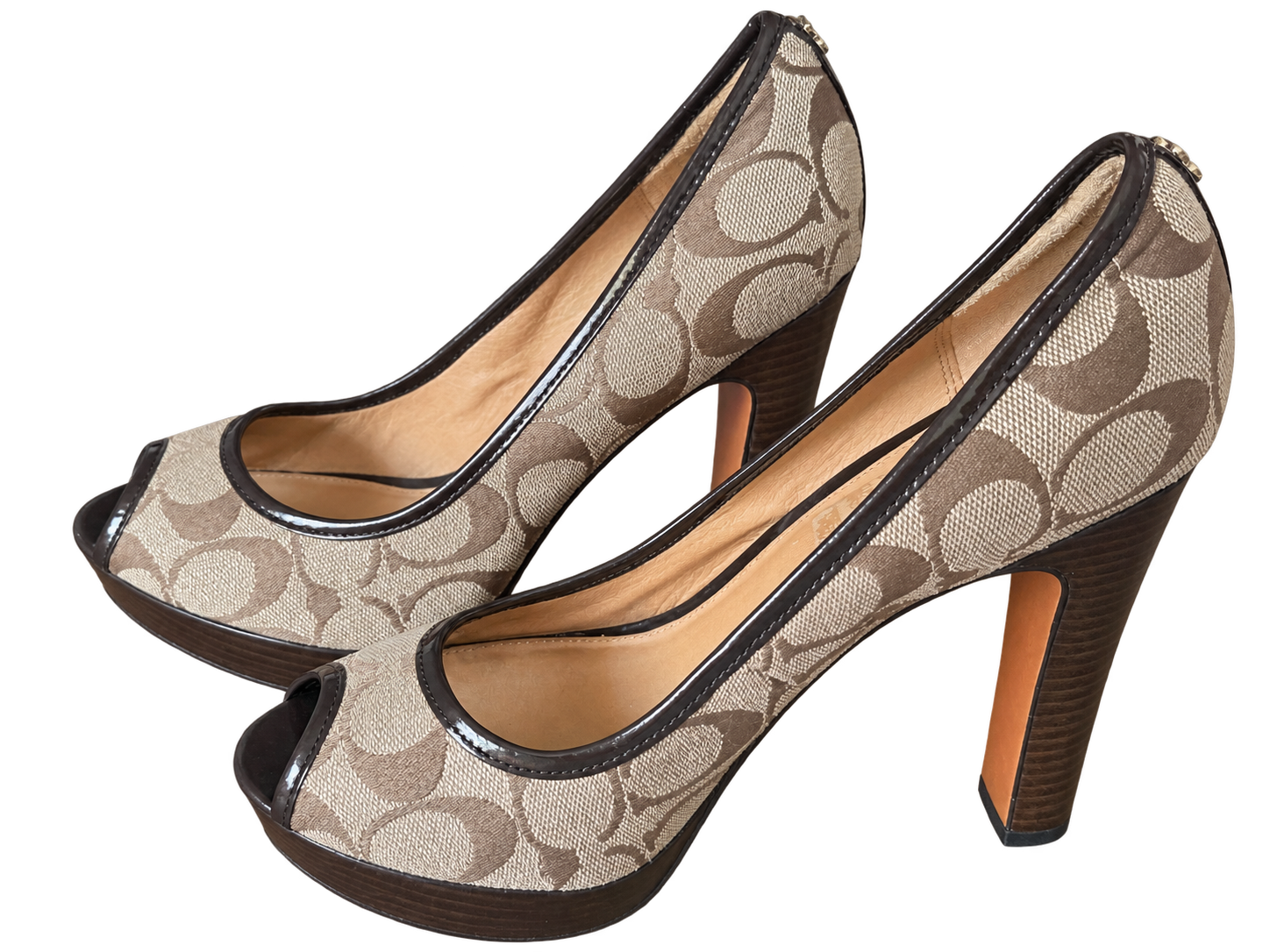 Coach signature peep-toe heels